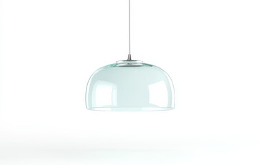 Obraz premium Elegant glass pendant lamp illuminating a modern interior space with minimalist design