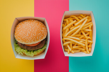 hamburger with fries