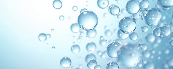 Illustration of transparent water bubbles for stem cell treatment promoting youthful skin. Advanced tech enhances collagen renewal, rejuvenation procedure for health, care, beauty. Regeneration,