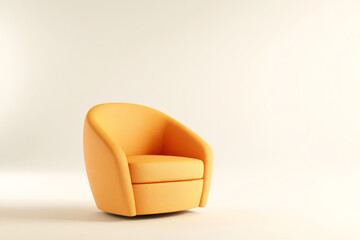 Stylish accent chair in vibrant yellow against a soft neutral background