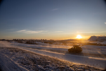Panoramic mountain view in Kiruna, Swedish Lapland.