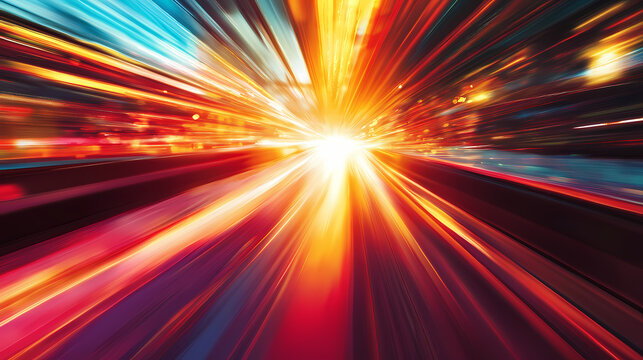 Perspective blurs as speed and distance meld into a single, thrilling journey. Golden Hour Cyberpunk. Illustration