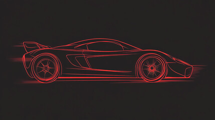 Naklejka premium Vector logo car. Brand logo in the form of the outline of a sports car. Red style