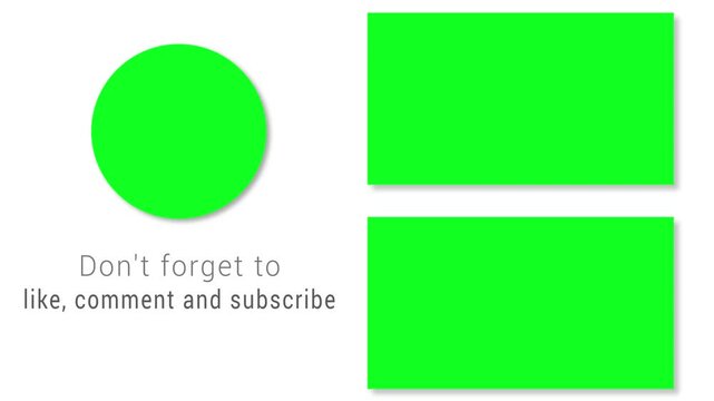 Video End screen animation with green screen placeholder for video social media
