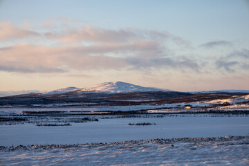 Panoramic mountain view in Kiruna, Swedish Lapland.