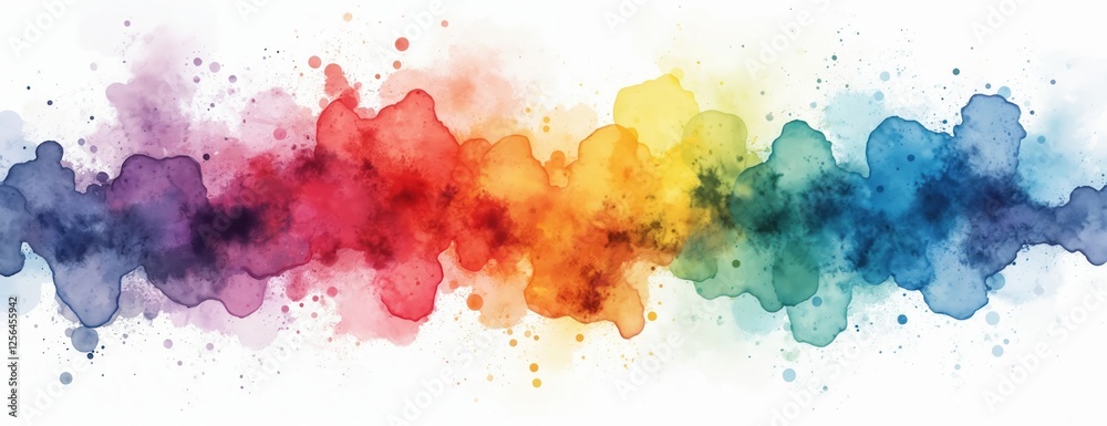 Aufkleber abstract colorful painting illustration with rainbow watercolor splashes isolated on transparent bac