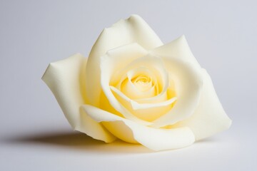 Single white rose is the main focus of the image
