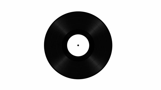 Vinyl record spinning, animation. Isolated on white background
