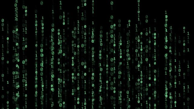 Green Binary code Background. Digital and Secure Data Concept. Technology animation