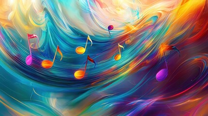 Obraz premium Abstract music background featuring colorful sound waves and vibrant patterns in a dynamic visual representation of sound