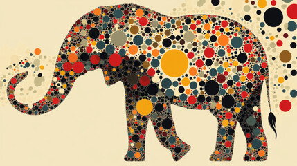 Fototapeta premium The elephant of the particle. The elephant consists of circles and points. Vector illustration.