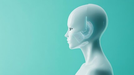 Obraz premium Glowing AI-generated mannequin, half-real, half-digital, glitching between forms