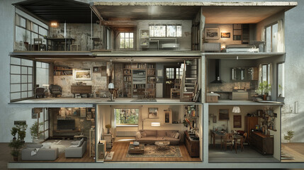 3D model of a house.