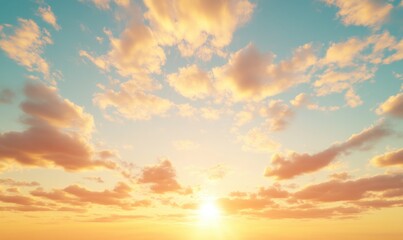 Fototapeta premium The sky is filled with clouds and the sun is setting