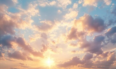 Obraz premium The sky is filled with clouds and the sun is shining brightly