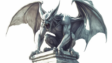 Fototapeta premium Gargoyle on white background,png. Gargoyle Kingdoms. Illustration