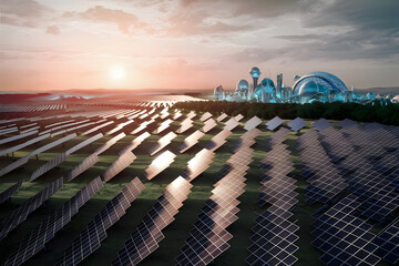 Fototapeta premium Sustainable Future Renewable Energy, Eco-Friendly Living, and Smart Green Cities