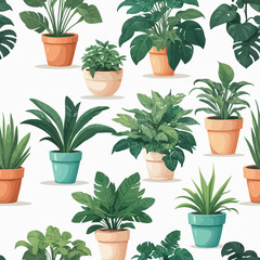 Collection of potted plants on white background. Featuring interior house plants with baskets, tropical cactus, monstera, leaves, and foliage. Perfect for home indoor decor and artistic decoration.