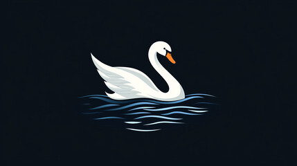 Vector logo Swan. Brand logo in the form of a Swan in the water.
