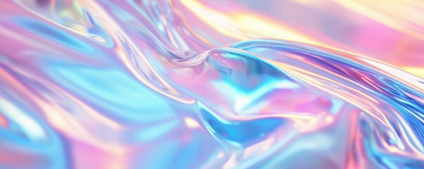 Obraz premium Iridescent abstract liquid waves in pastel colors