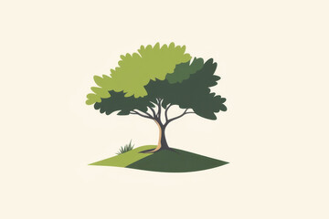 Creative mockup featuring a modern logo on a tree illustration with space for text and light background