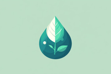 Leaf and droplet logo mockup design concept on a clean, soft background with potential for customizable text placement