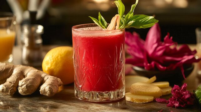 Roselle juice made from roselle calyx, ginger and lemon