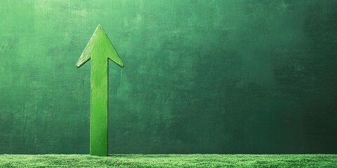 Arrow pointing upwards on green background