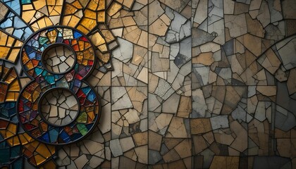 Obraz premium Stained glass-style number 8 in colorful mosaic on left side with ample copy space for artistic International Women’s Day banner