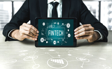 Fintech financial technology software for modish business to analyze marketing strategy