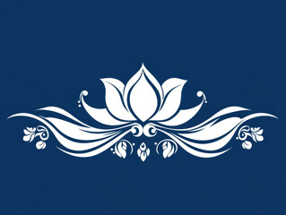 white logo on blue background