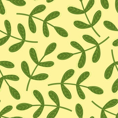Vector floral pattern with green leaves.