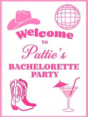 Welcome to Pattie's Bachelorette Party Minimalist Sign