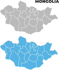 Mongolia simple maps flat illustration