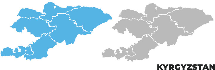 Kyrgyzstan simple maps flat illustration