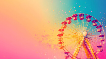 Vector seamless background of a Ferris wheel