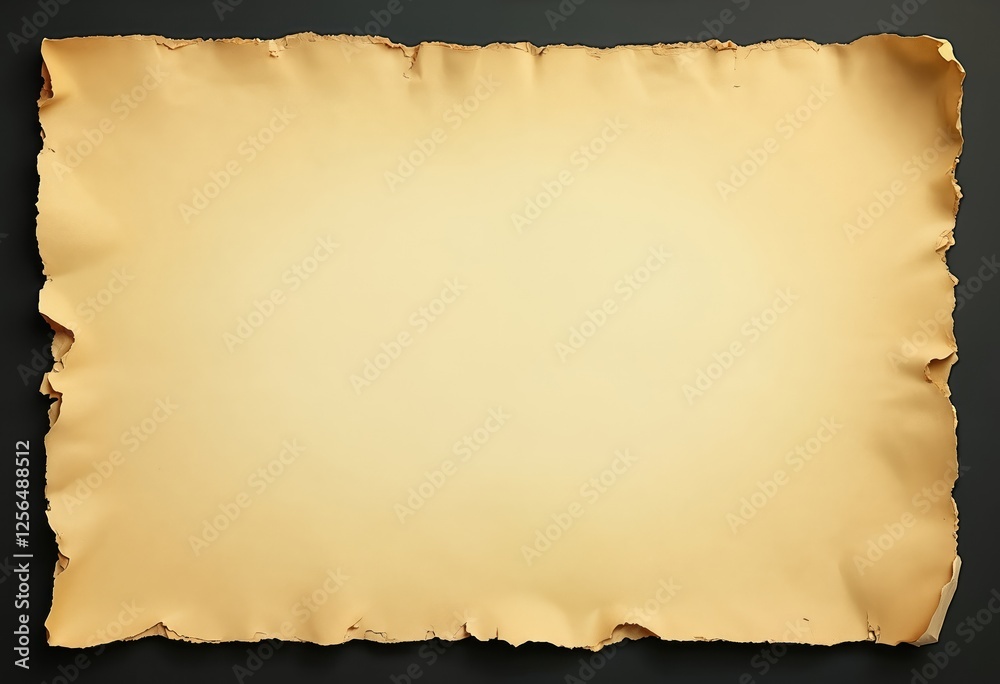 Poster texture yellow paper background close-up. ragged teared ripped edges. grunge aged weathered damaged 