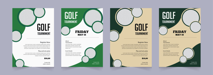 Golf tournament flyer template. Golf Championship Poster Design, golf annual sports event vector illustrator double side or page flyer template.
