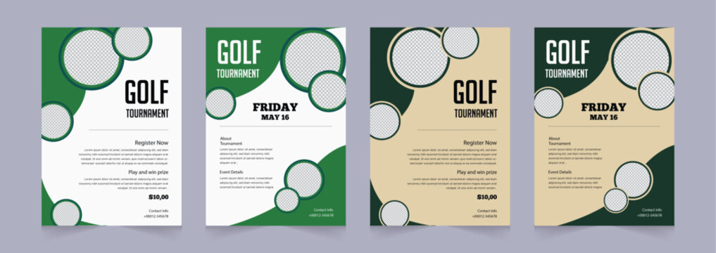 Golf tournament flyer template. Golf Championship Poster Design, golf annual sports event vector illustrator double side or page flyer template.