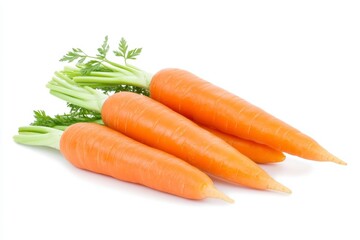 Three carrots are sitting on a white background
