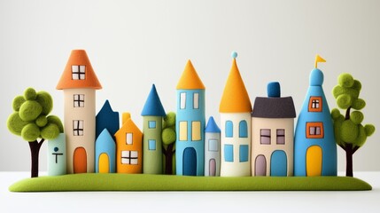 Obraz premium Colorful felt and wool village display brings cheerful charm to any space