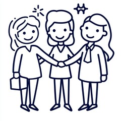 Outlined Friendship Illustration of Three Women