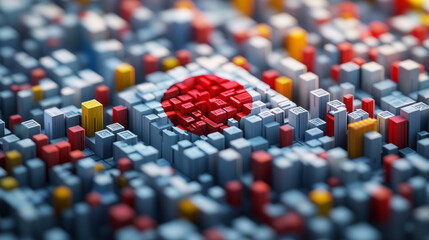 Obraz premium Japanese flag consisting of cubes