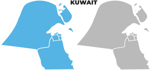 Kuwait simple maps flat illustration
