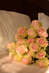 Large bouquet of light-colored roses