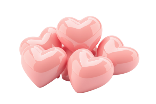 Group of pink hearts are piled on top of each other