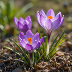 Crocus in spring Hd size 3.2 beautiful and shining spring seasion pic