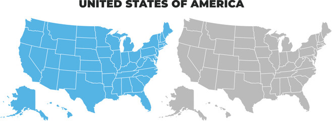 United States Of America simple maps flat illustration
