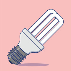 Minimalist illustration of an eco-friendly fluorescent light bulb, symbolizing energy-saving, sustainability, and modern design.