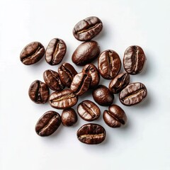 Obraz premium Fresh Roasted Coffee Beans on White Background for Packaging Design